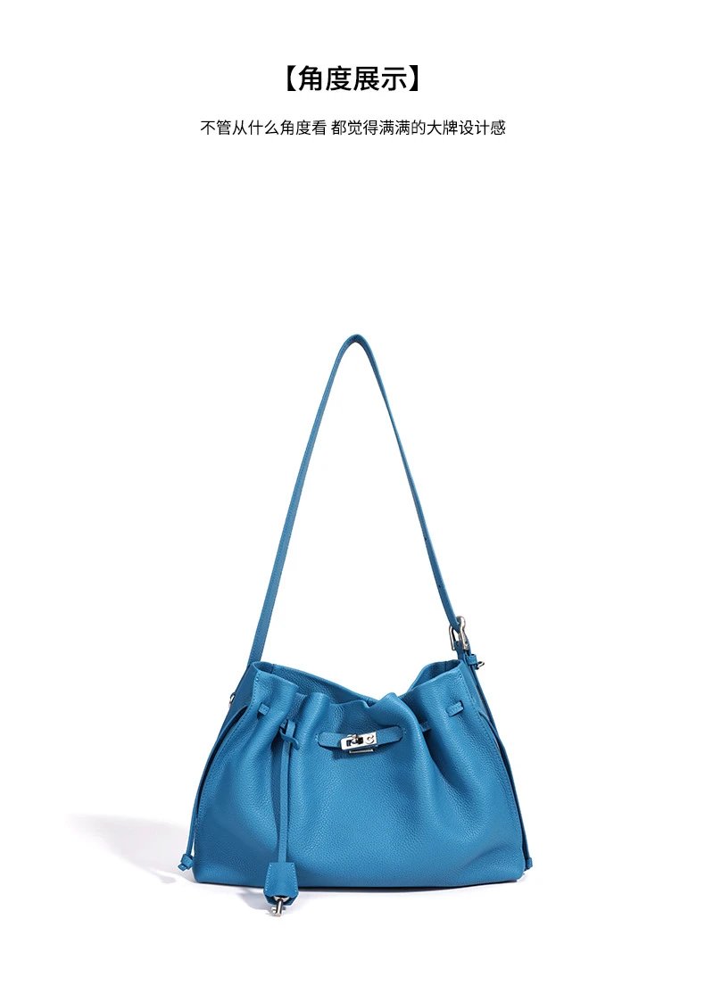 Hermès Picotin Lock Drawstring Bag Blue Togo Leather Shoulder Bag - 16