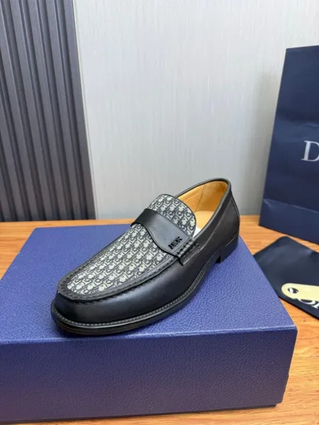 Dior Oblique Loafer Black Leather and Monogram Canvas Loafers - 4