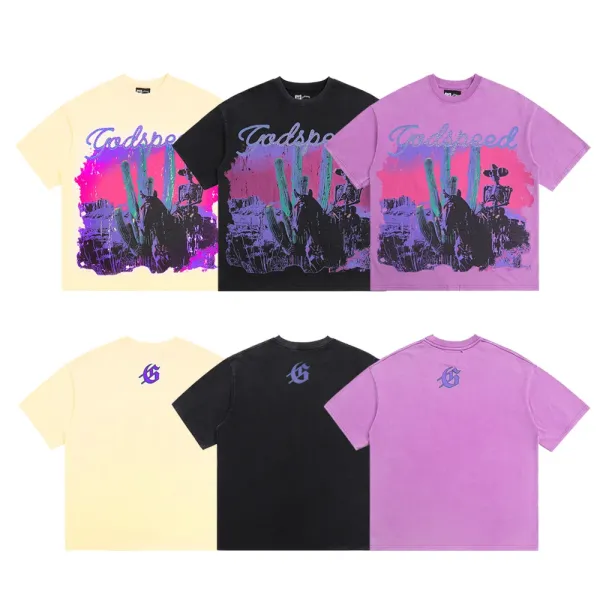 Godspeed Hollywood Fire Print Cream T-Shirt - 28