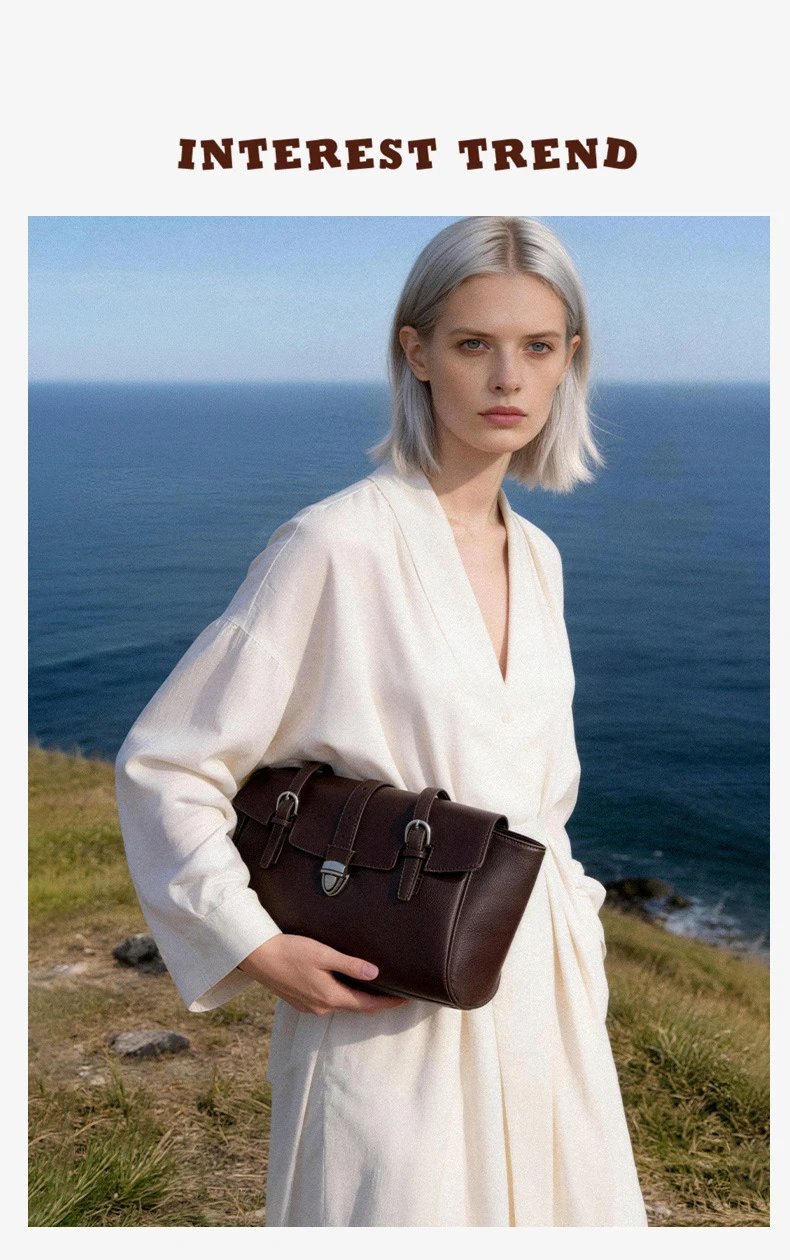 Design Structured Flap Closure White Handbag - 14