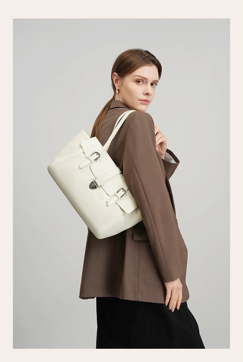Design Structured Flap Closure White Handbag - 25