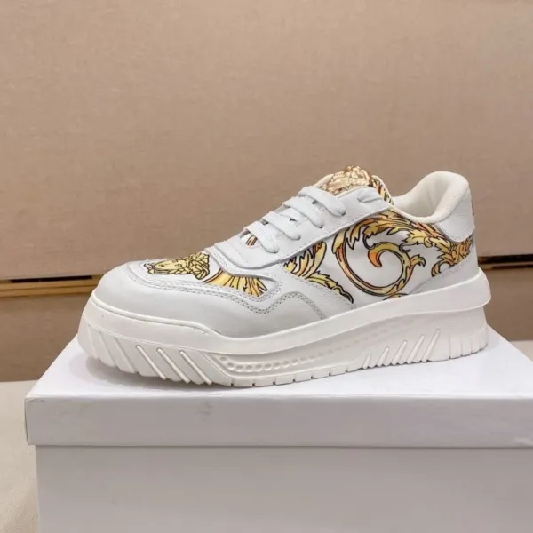 Versace Chain Reaction White Gold Baroque Print Sneakers Chunky Sneakers - 1