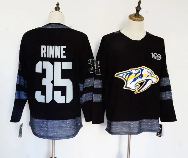 Design Nashville Predators Pekka Rinne #35 100th Anniversary Commemorative Jersey - 1
