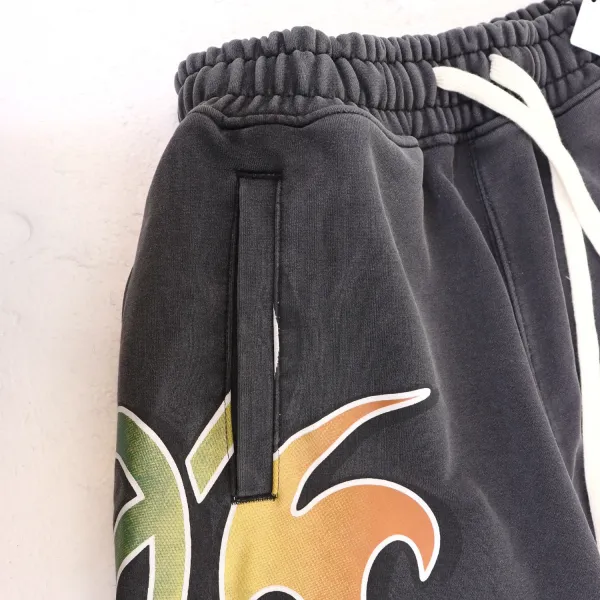Design Flame Print Cropped Hoodie and Sweatpants Set Multicolor - 19