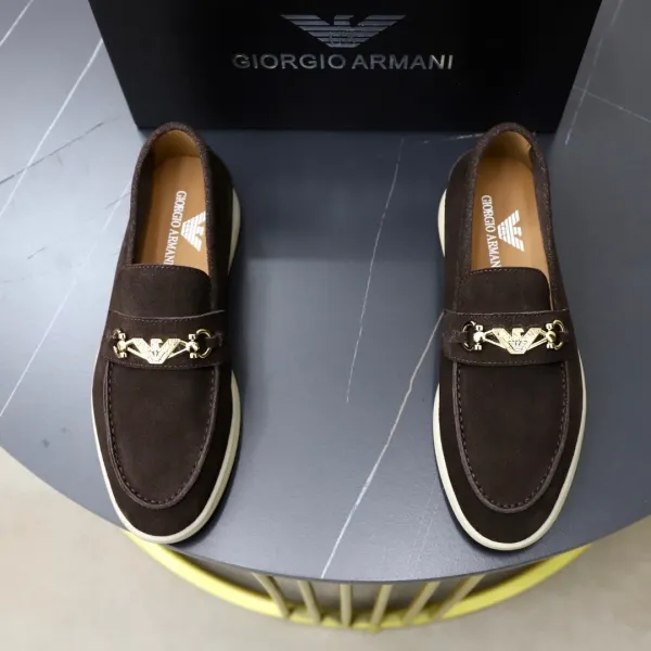 Giorgio Armani Loafer in Navy Suede with Eagle Buckle - 12