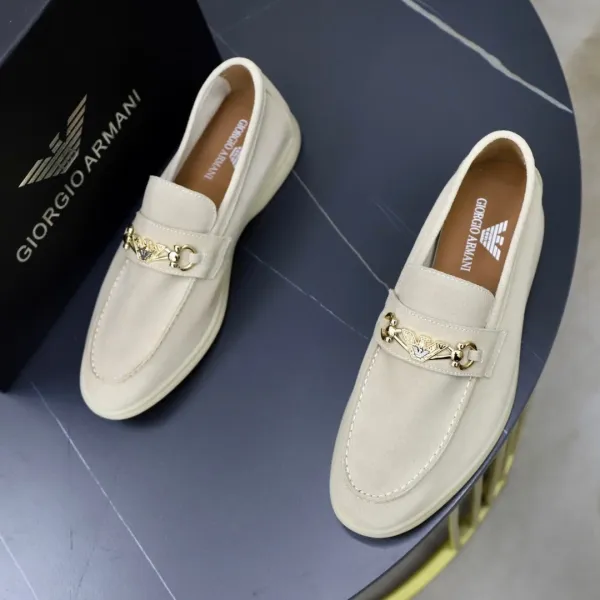 Giorgio Armani Loafer in Navy Suede with Eagle Buckle - 3