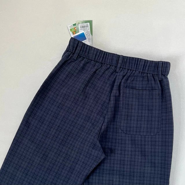 Design Wide-Leg Plaid Pants Navy - 13