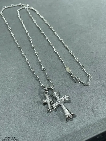 Design Cross Pendant Necklace with Crystal Accents Silver Jewelry - 23