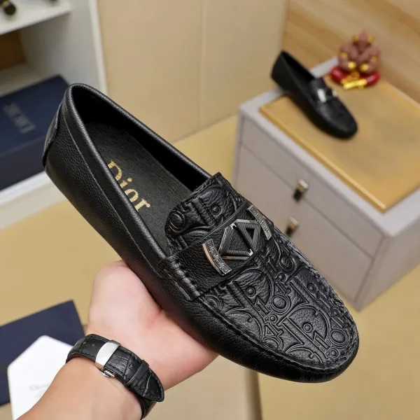 Dior Oblique Embossed Loafer Black Leather Loafers - 1