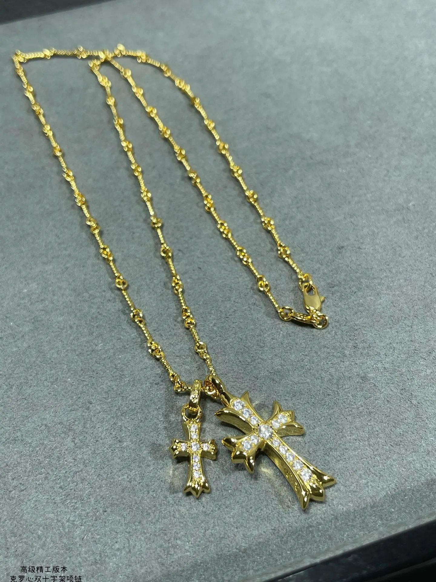 Design Cross Pendant Necklace with Crystal Accents Silver Jewelry - 24