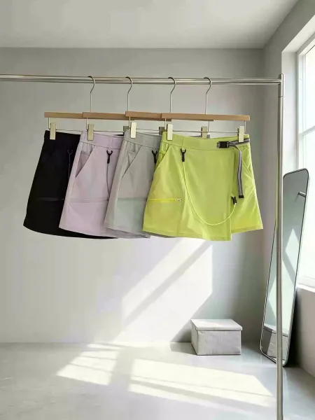 Design Wrap Skirt Shorts Lime Green Functional Sporty Shorts - 4