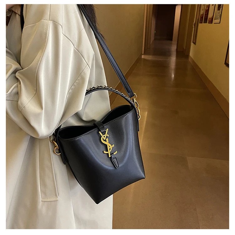 Saint Laurent Monogram Bucket Bag Tan Leather Handbag - 9