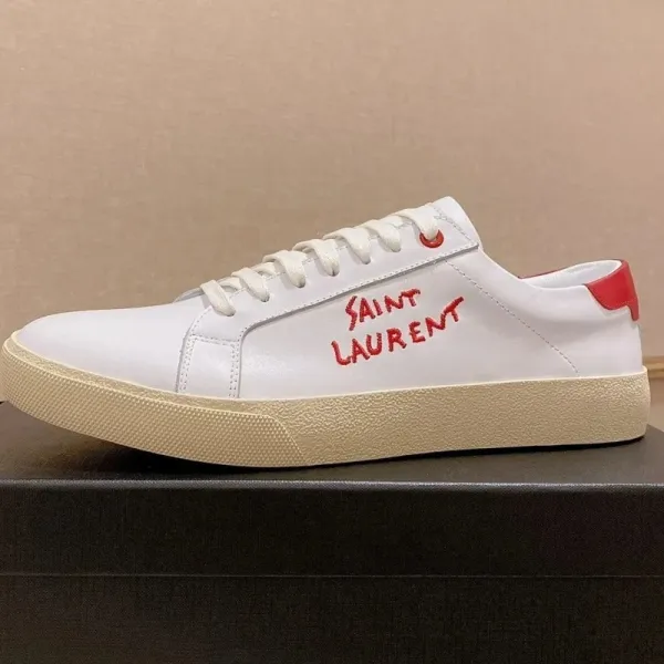 Saint Laurent SL / 10 White Red Embroidered Sneakers - 1