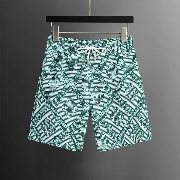 Design Geometric Print Swim Shorts Green Swimwear - 1