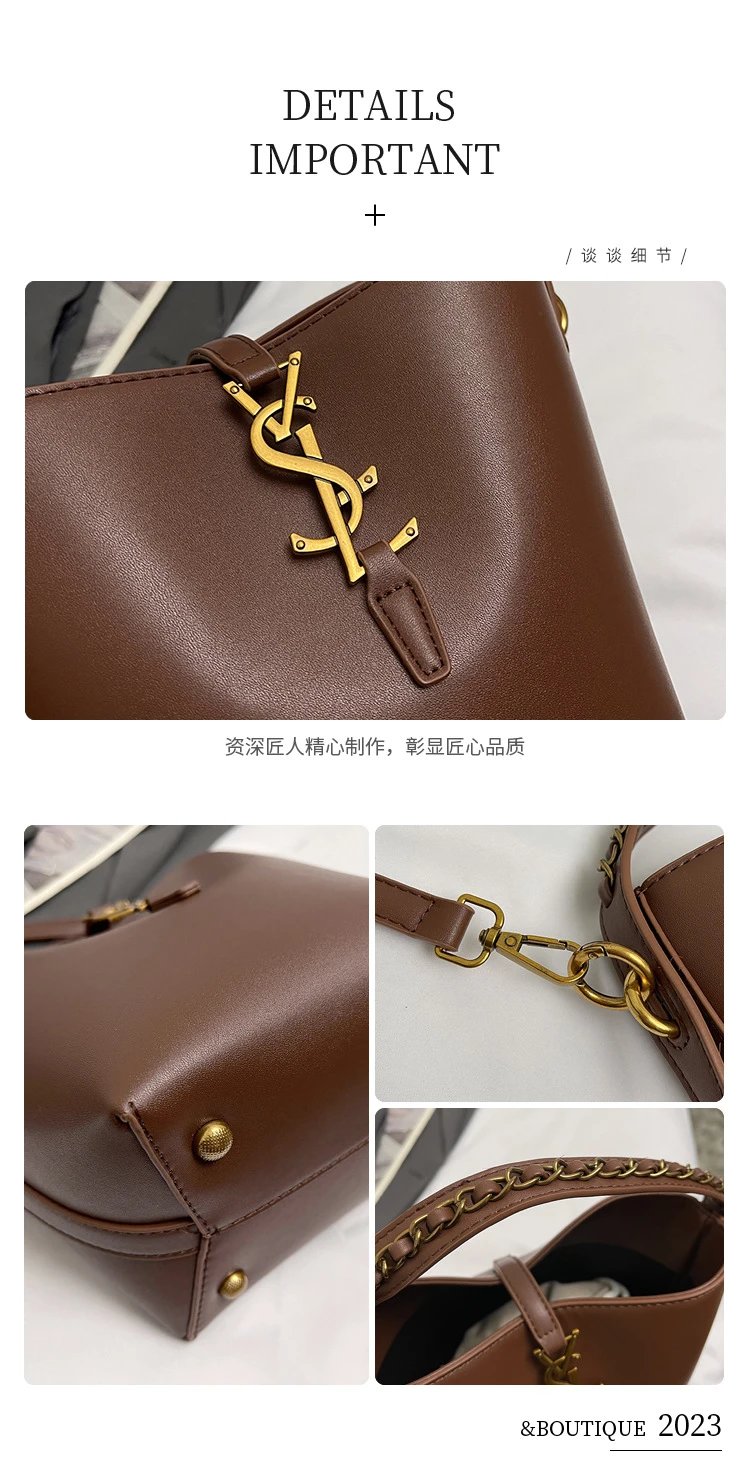 Saint Laurent Monogram Bucket Bag Tan Leather Handbag - 20