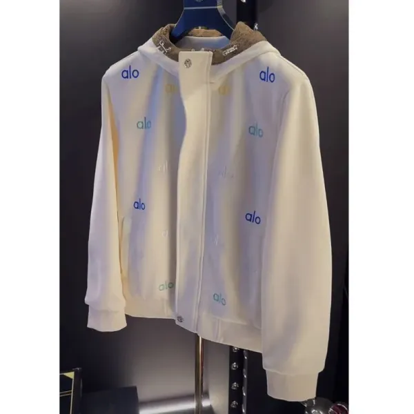 Alo Alo Logo Print Hoodie Off-White - 5