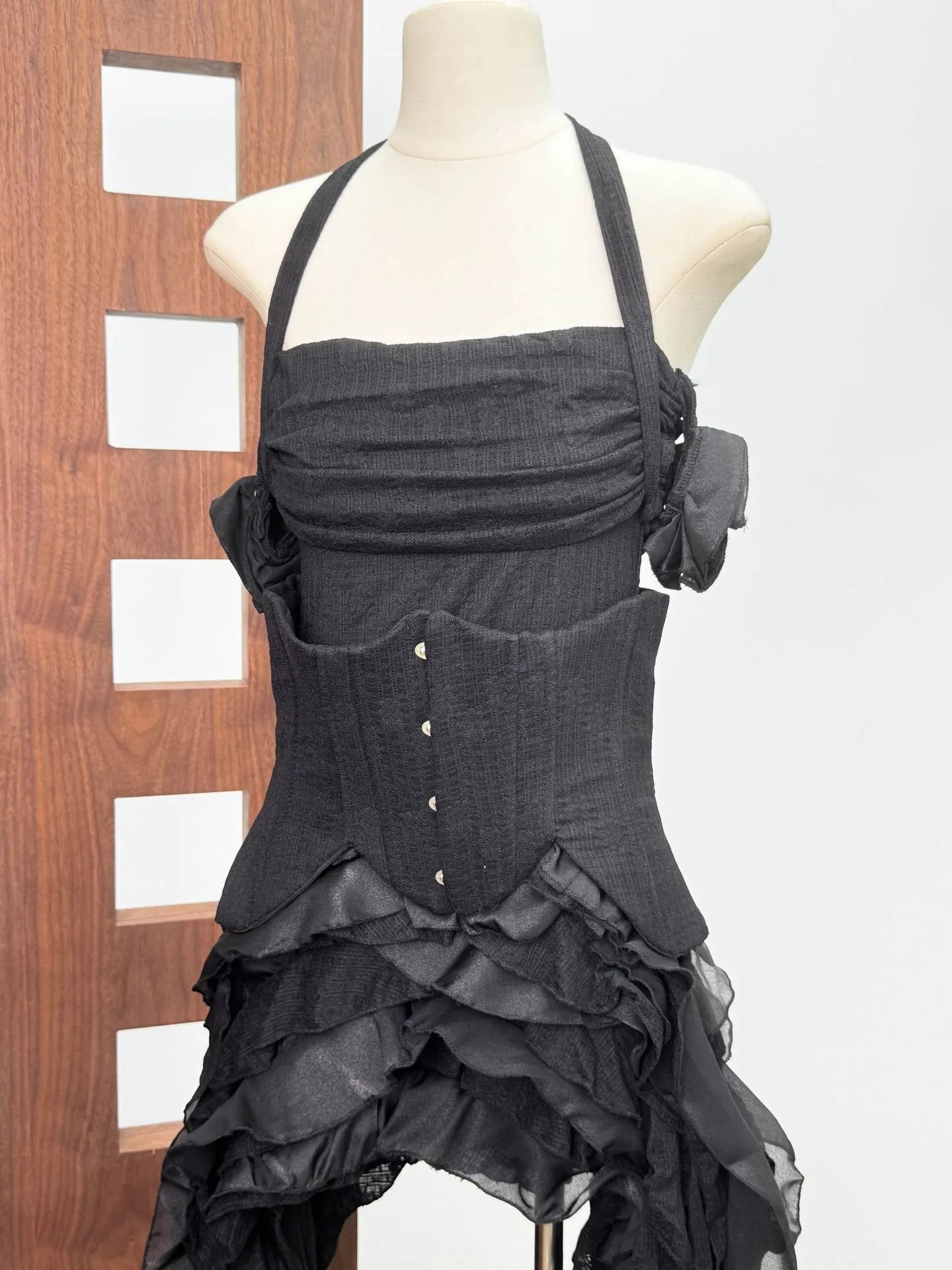 Design Ruffled Halter Corset Dress in Mint Green - 8