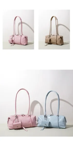 Design Mini Boston Bag in Off-White Patent Leather Handbag - 6