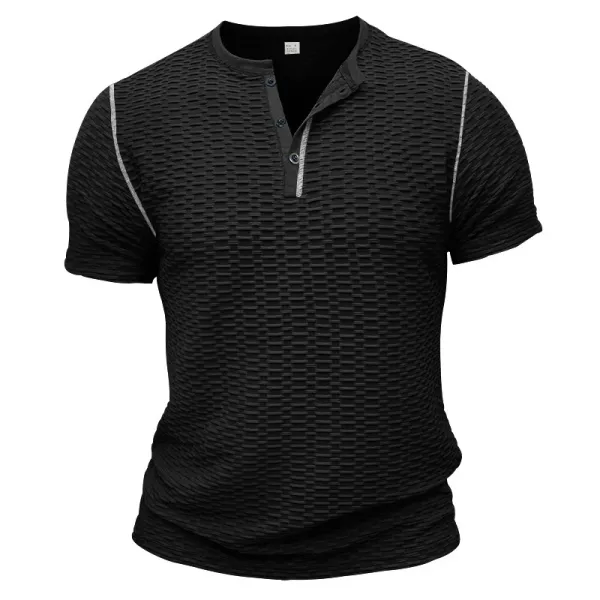 Design Henley T-Shirt Teal Textured - 7
