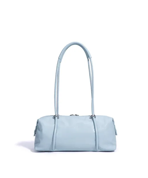 Design Mini Boston Bag in Off-White Patent Leather Handbag - 16