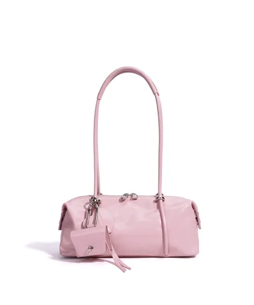 Design Mini Boston Bag in Off-White Patent Leather Handbag - 20