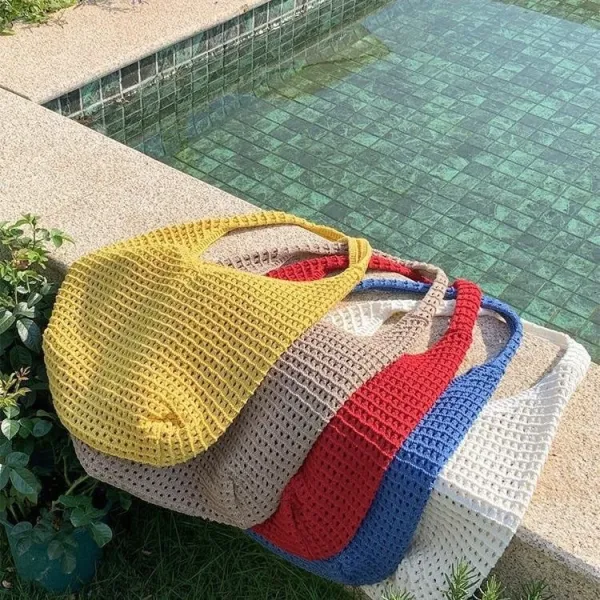 Design Handcrafted Crochet Yellow Tote Bag - 5