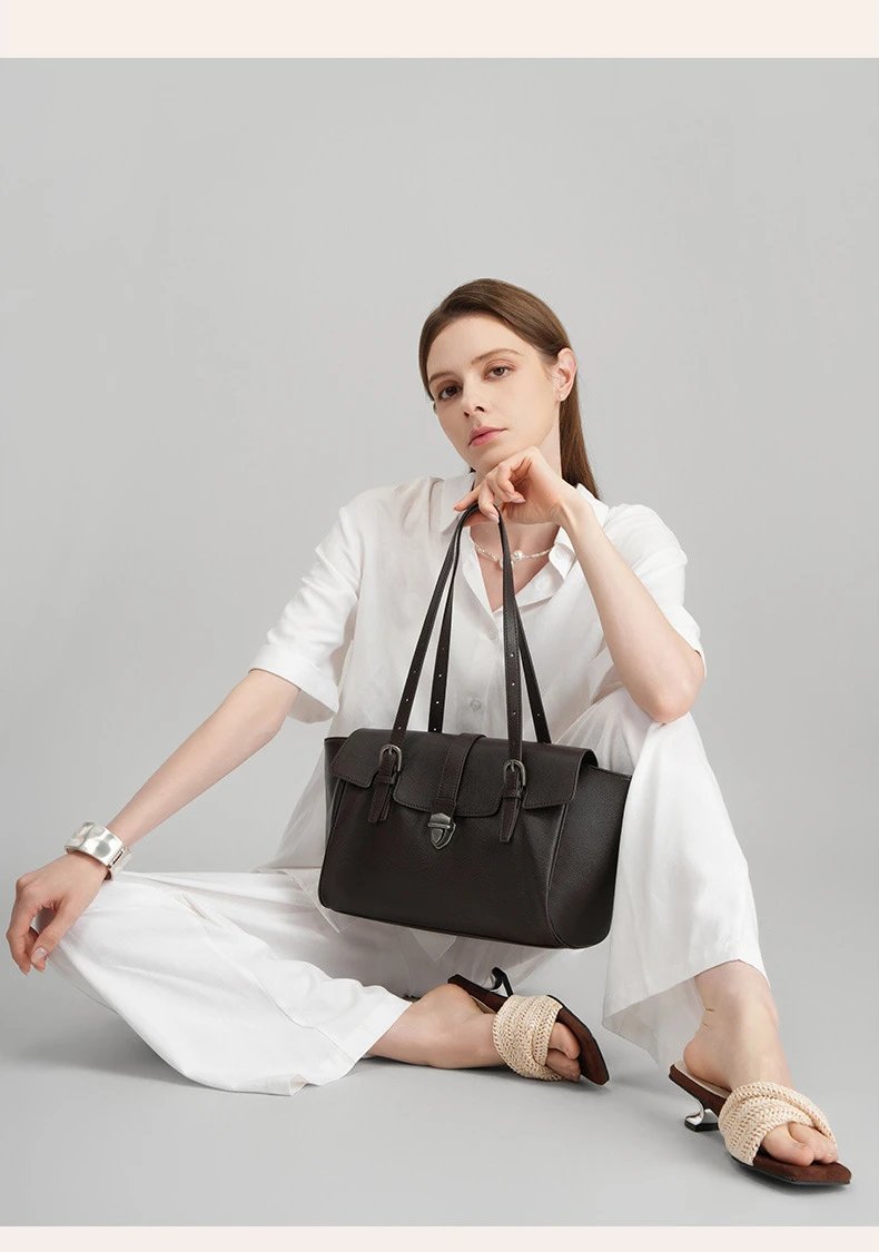 Design Structured Flap Closure White Handbag - 19