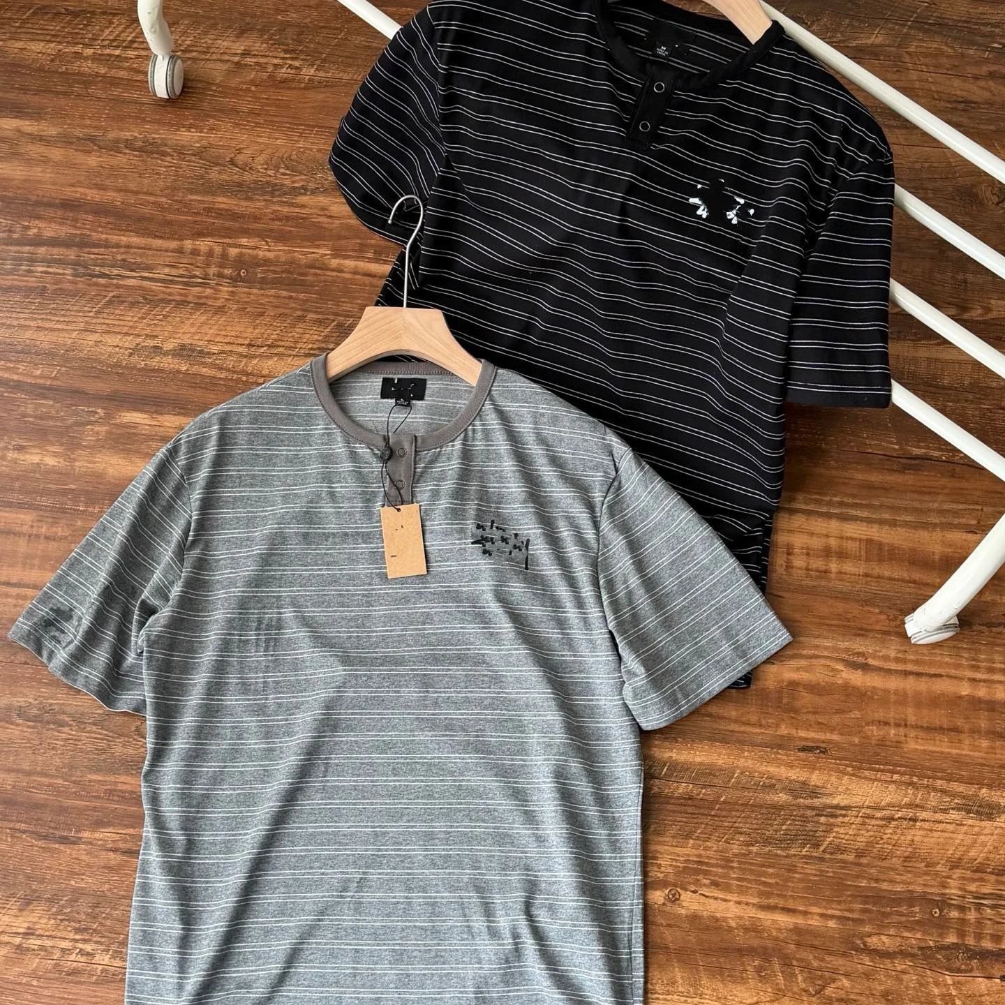 Striped Henley Logo T-Shirt