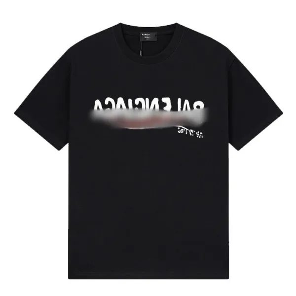 Balenciaga Blur Logo Black T-Shirt - 1