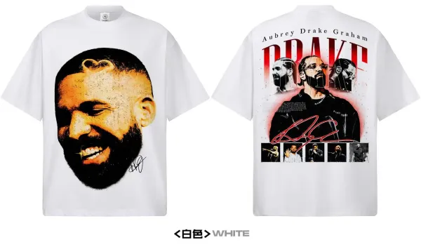 Drake OVO x Design Drake Portrait Graphic T-Shirt White - 13