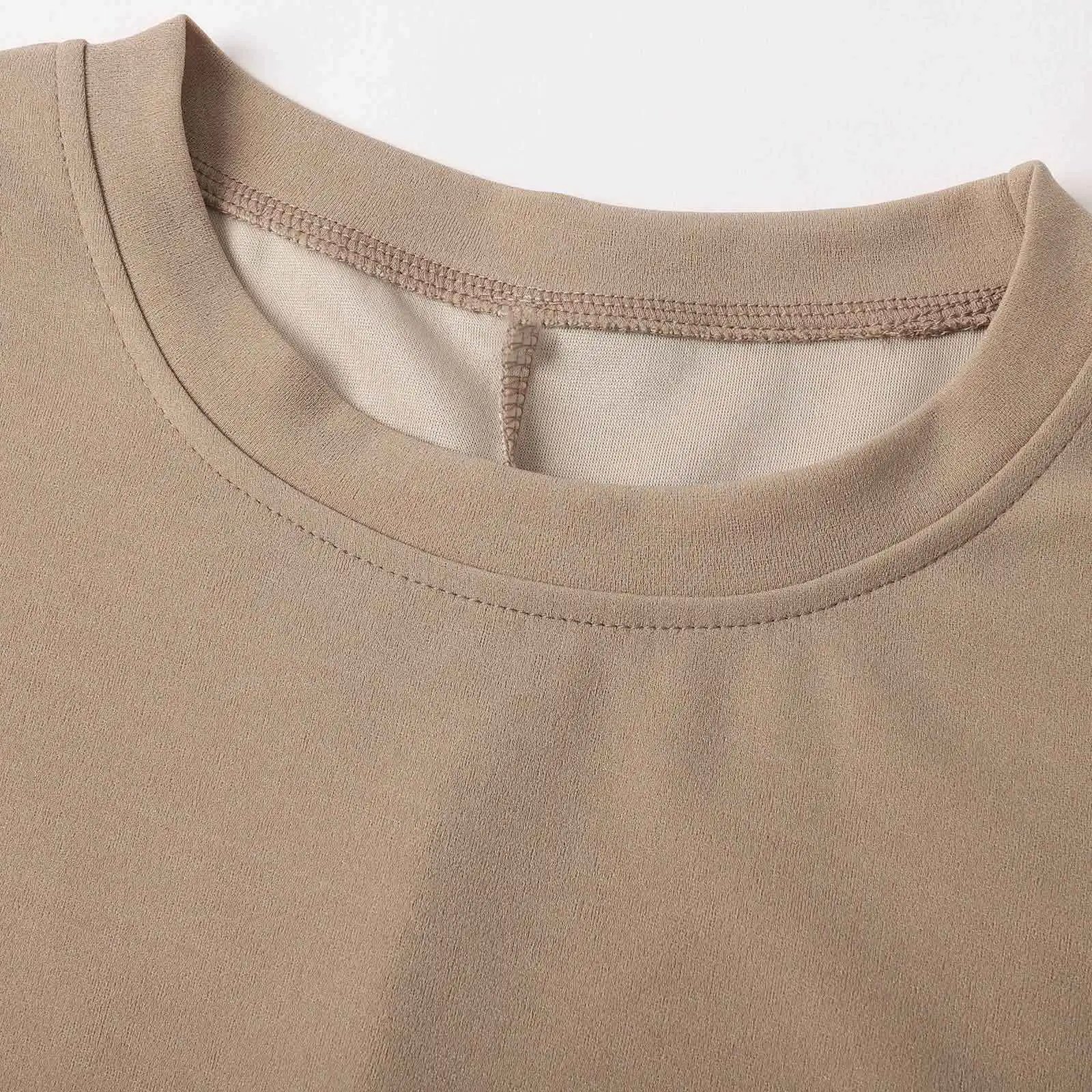 Design Relaxed Fit Cropped T-Shirt and Wide-Leg Pants Set Olive - 43