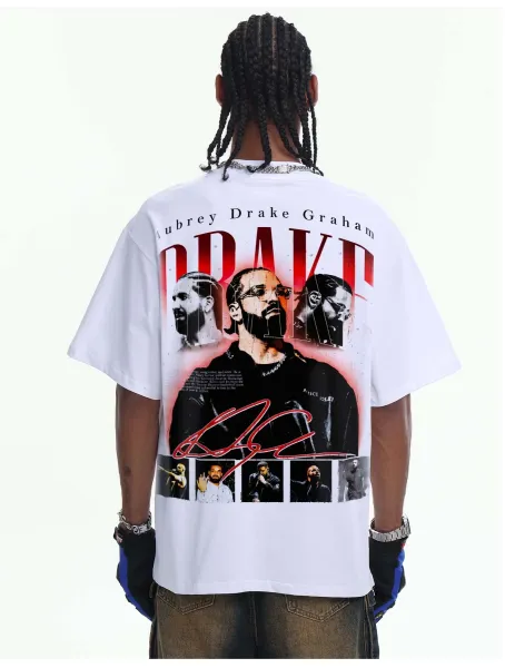 Drake OVO x Design Drake Portrait Graphic T-Shirt White - 17