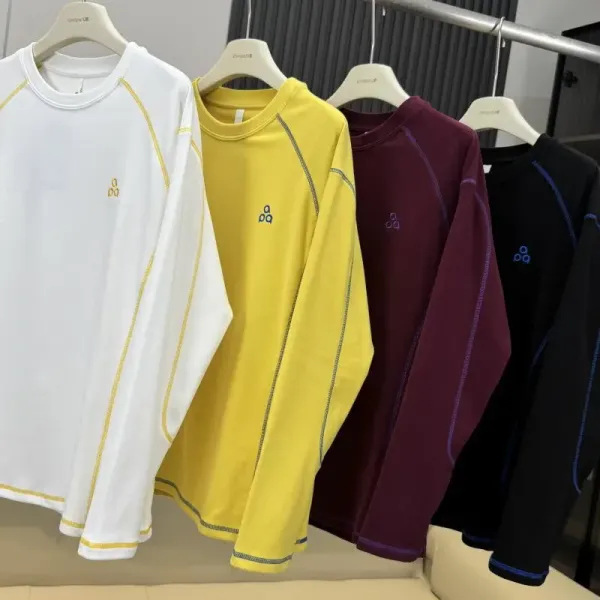 Alo Yoga Long Sleeve Base Layer White with Yellow Stitching - 5
