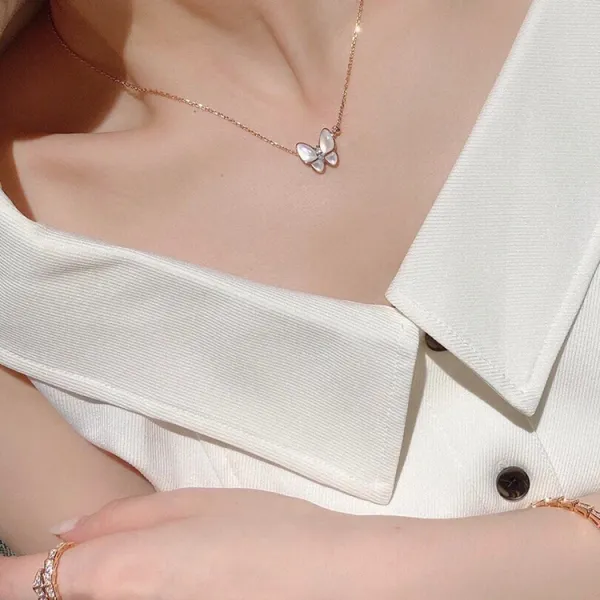 Design Butterfly Pendant Necklace with Mother-of-Pearl and Cubic Zirconia Jewelry - 13