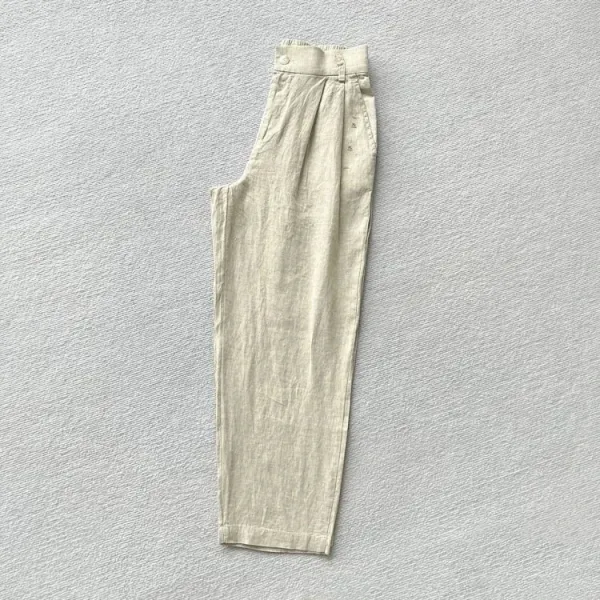 Design Striped Oversized T-Shirt and Beige Pleated Trousers with White Platform Sneakers Pants - 13