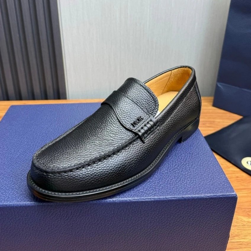 Dior Men's Black Embossed Leather Loafers