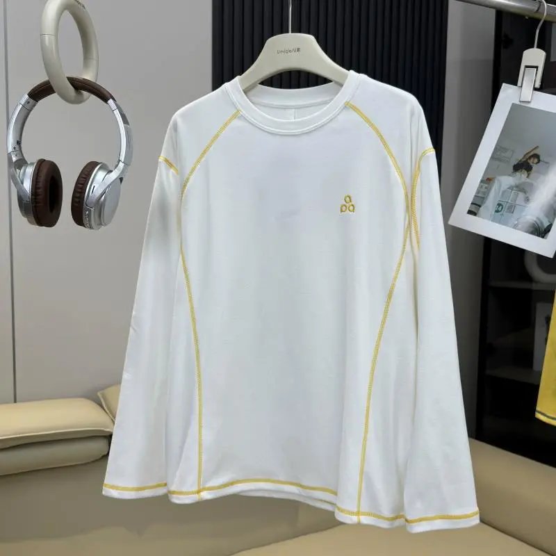 Alo Yoga Long Sleeve Base Layer White with Yellow Stitching - 10