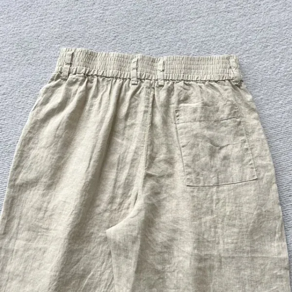 Design Striped Oversized T-Shirt and Beige Pleated Trousers with White Platform Sneakers Pants - 25