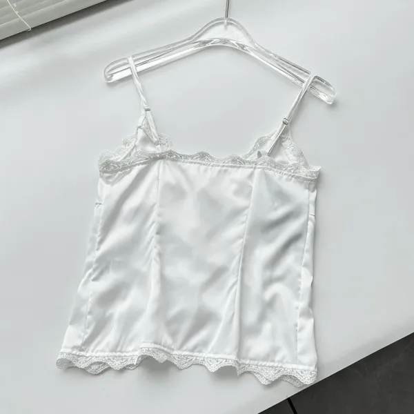 Design Black Lace Trim Satin Camisole Top Vest Top - 33