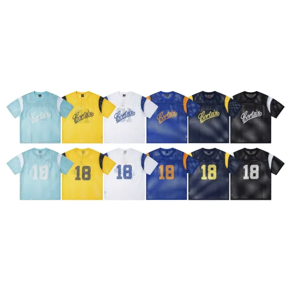 Corteiz Mesh Jersey Yellow Black Tops - 4
