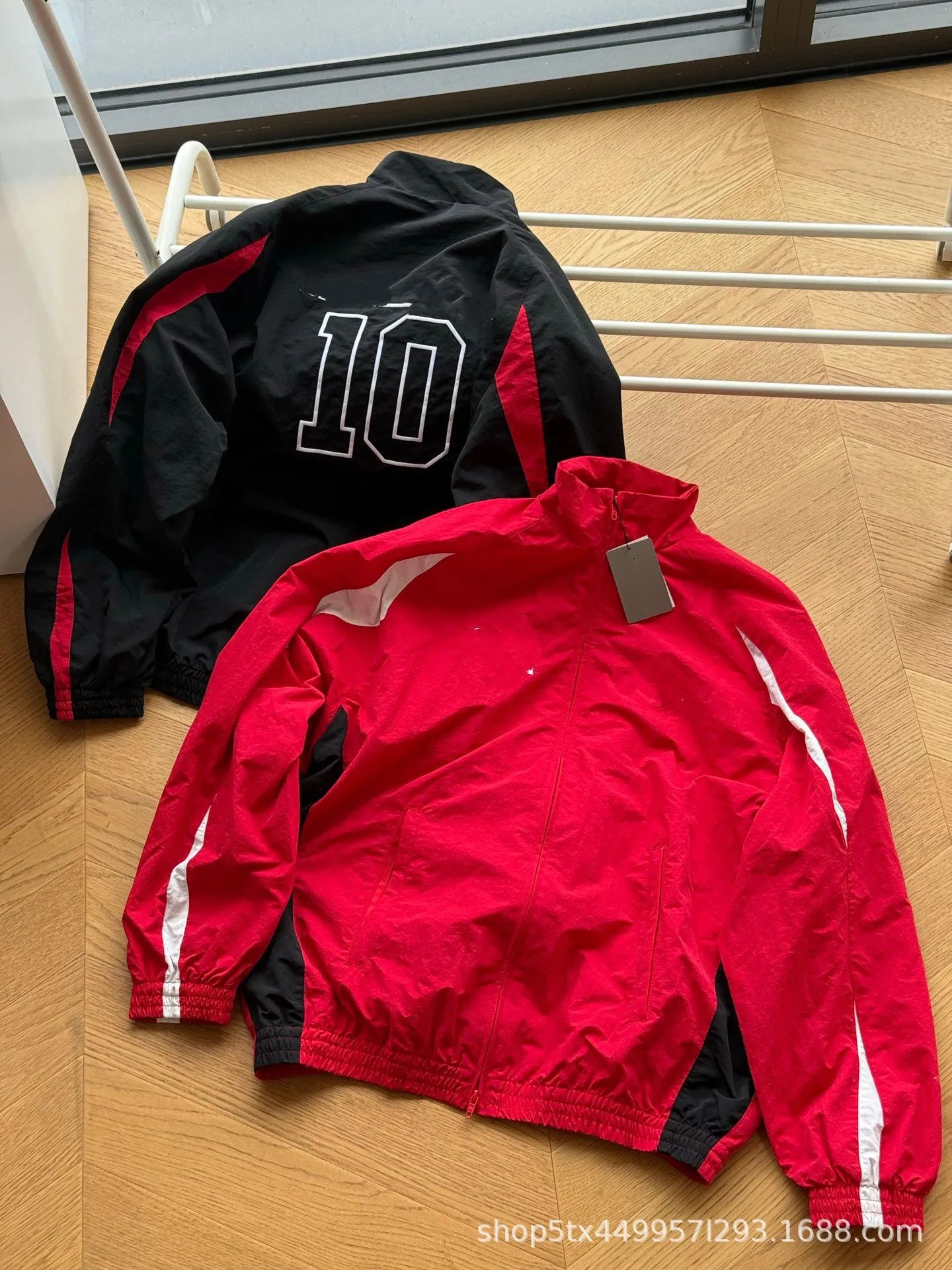 Design Windbreaker Jacket Black Red White Outerwear.windbreaker - 3