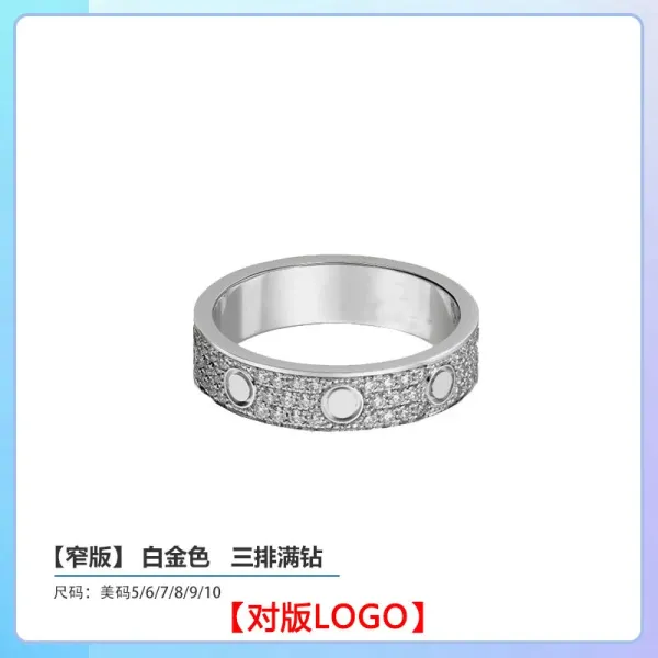 Cartier Love Ring White Gold Triple Row Pave Diamond Ring Jewelry - 1