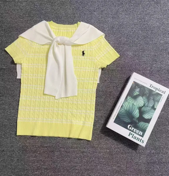 Polo Ralph Lauren Cable Knit Sailor Collar Top Yellow - 1