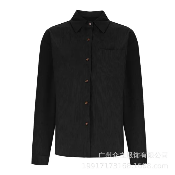Design Corduroy Button-Up Shirt Forest Green Tops Shirt - 36