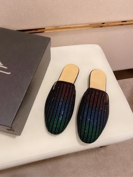 Christian Louboutin Strass-Embellished Black Mule Loafers - 2