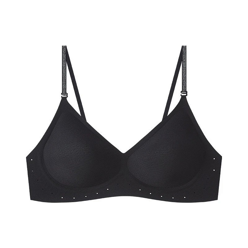 Minimalist Mesh-Trimmed Black Bralette Underwear