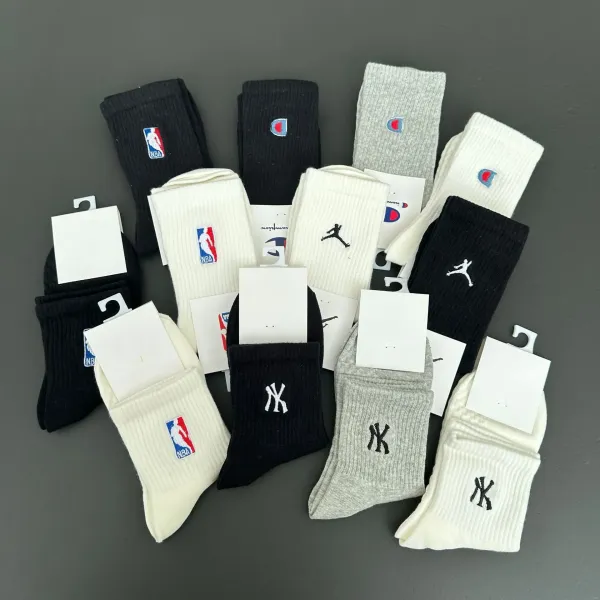 Design Ribbed Crew Socks Black - 10