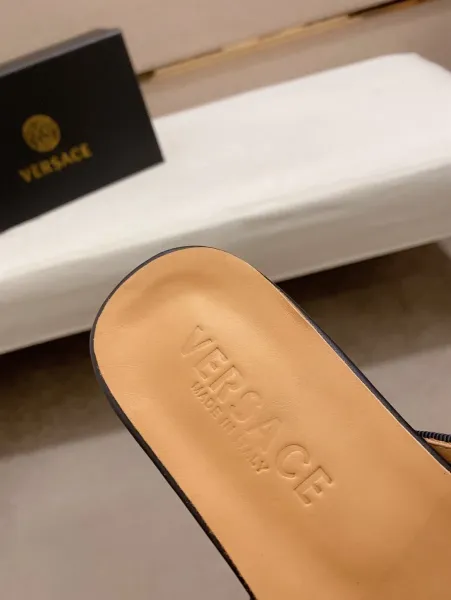 Versace Barocco Print Medusa Loafer Mule Navy Gold Shoes - 6
