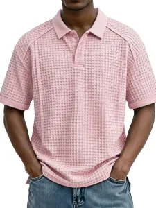 Design Waffle Knit Polo Pink Tops Polo