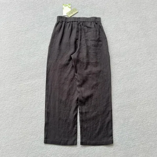 Design Wide-Leg Linen Blend Trousers Brown Pants - 25